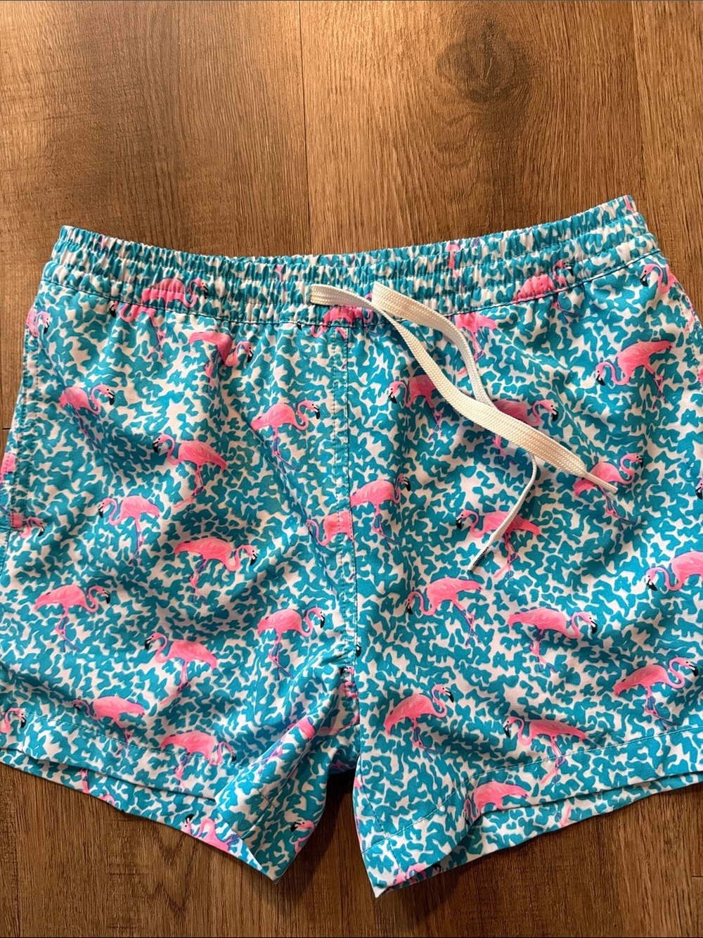 Chubbies Swim Trunks Blue with Pink Flamingos Size M